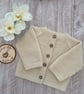 In Stock Handknitted 'Cerri' Baby Cardigan - 3-6 months - Vanilla Cream.