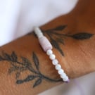 Moonstone and Kunzite bracelet in purple, crystals, natural stones 
