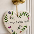 Home sweet home ceramic heart 