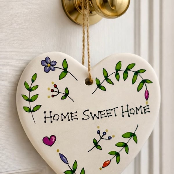 Home sweet home ceramic heart 