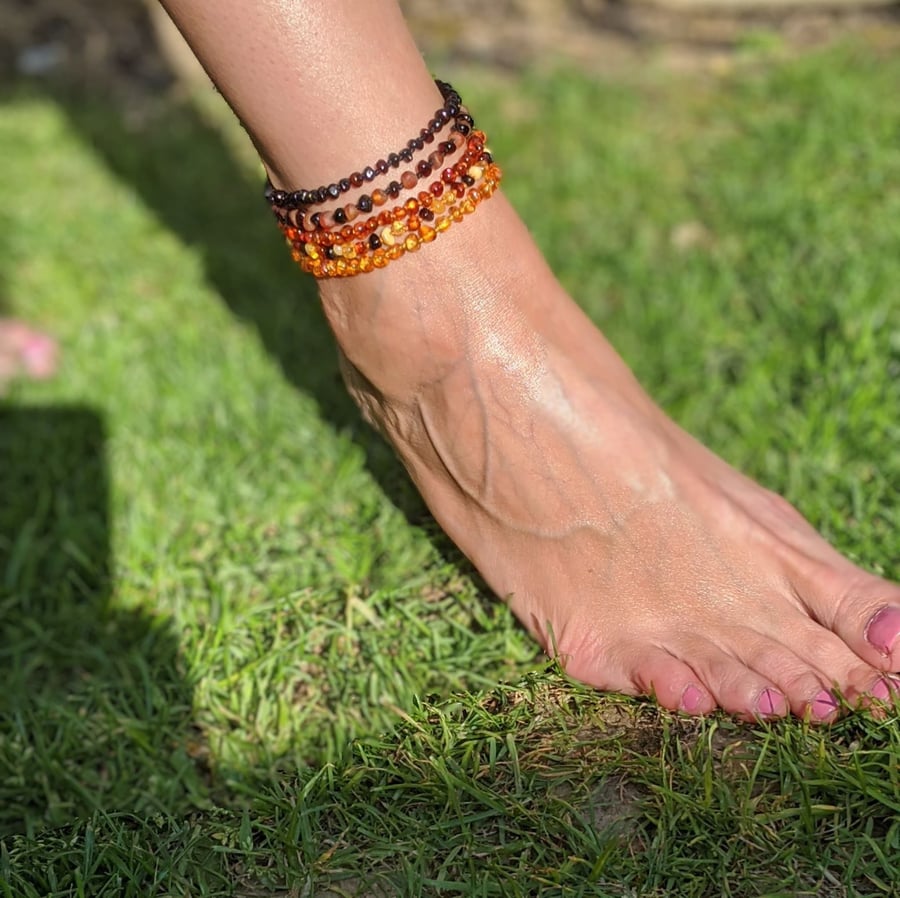 Genuine Baltic Amber Anklets – 9 colours - Folksy