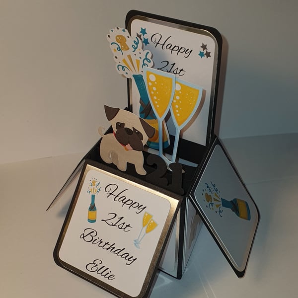 Personalised 21st Birthday Box Card  - made to order 