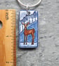 Handmade Ceramic Deer Pendant in blue - Image 4
