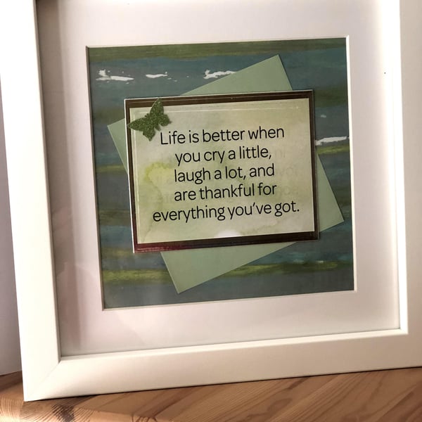 Inspirational Quote Framed Art: Handmade Butterfly Decor