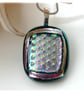 Dichroic Glass Pendant 259 Emerald Silver Handmade with silver plated chain - Image 4