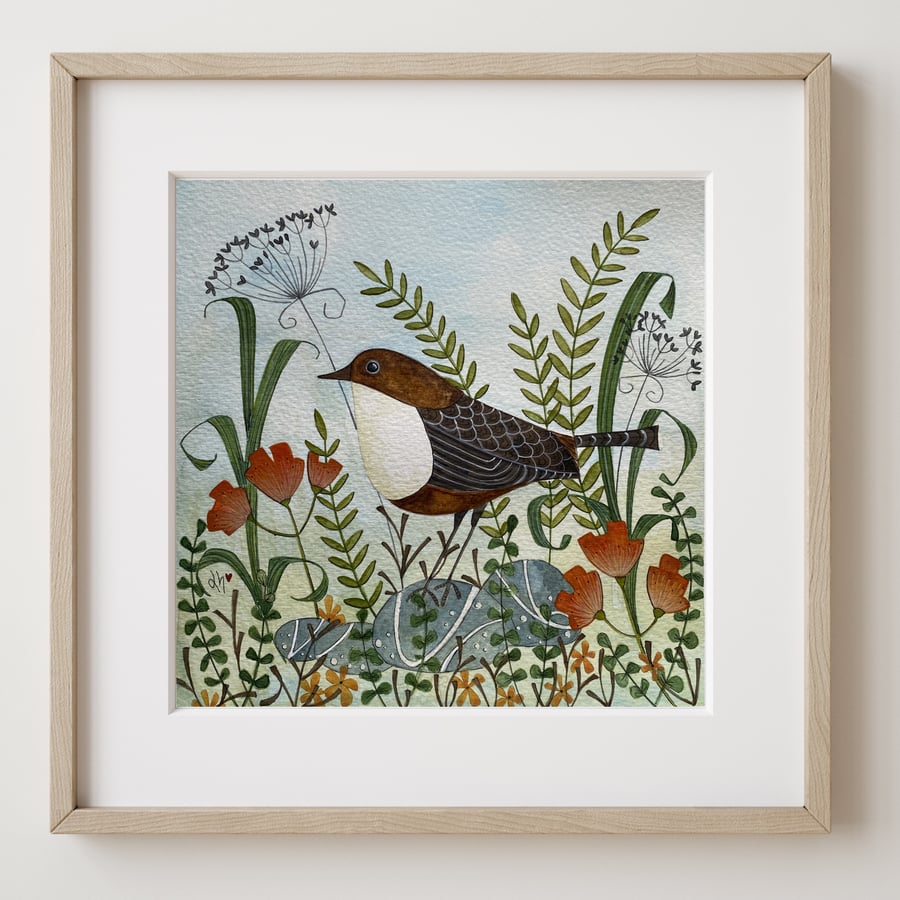 Giclee Art Print, Dipper at Vinny Den, Watercolour Print, Ready to Frame