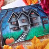 The Witch House Under The Stars, A6, Blank, Greeting Card, Original Artwork, 