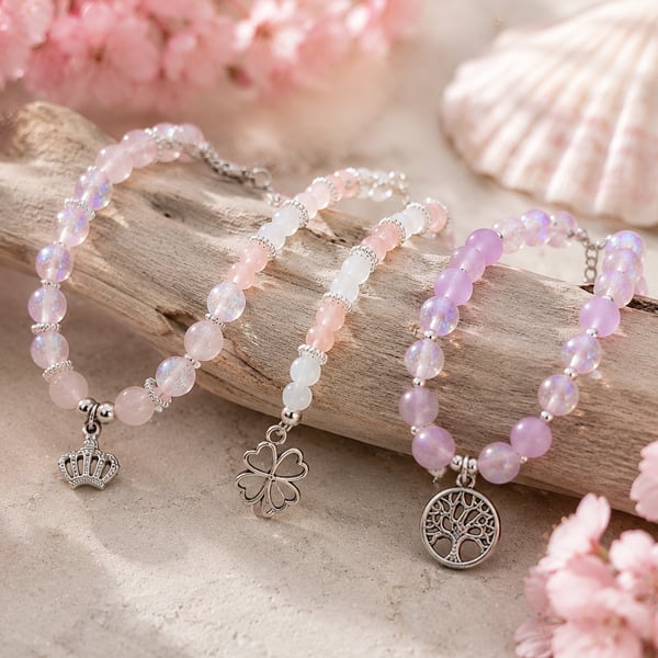 Handmade 'Blush' Trio Bracelets & Charms