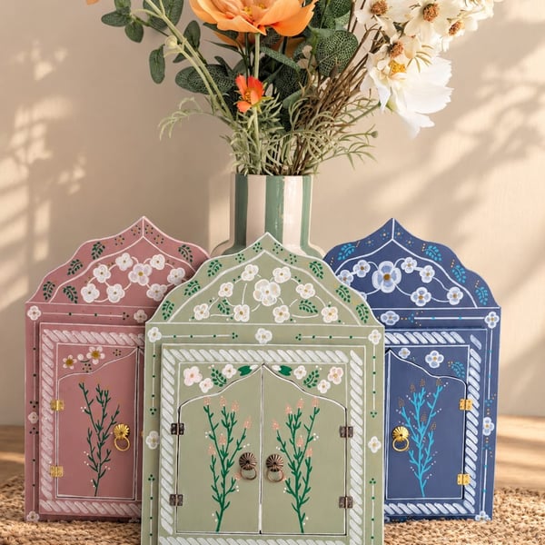 Hand painted floral shutter mirrors 
