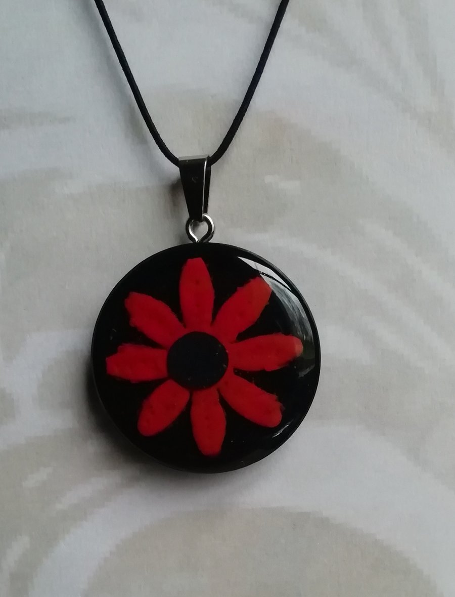 Wooden clay pendant 