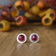 Silver Ruby Stud Earrings