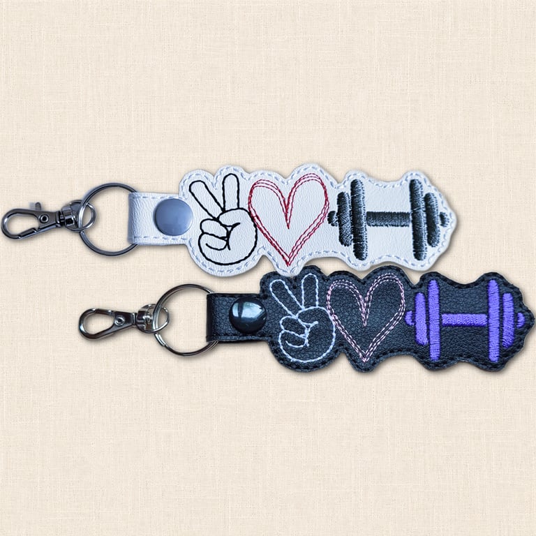 Gym Keyring - Peace Love Gym Life Faux Leather Bag Charm