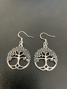 celtic knot tree of life charm hook earrings