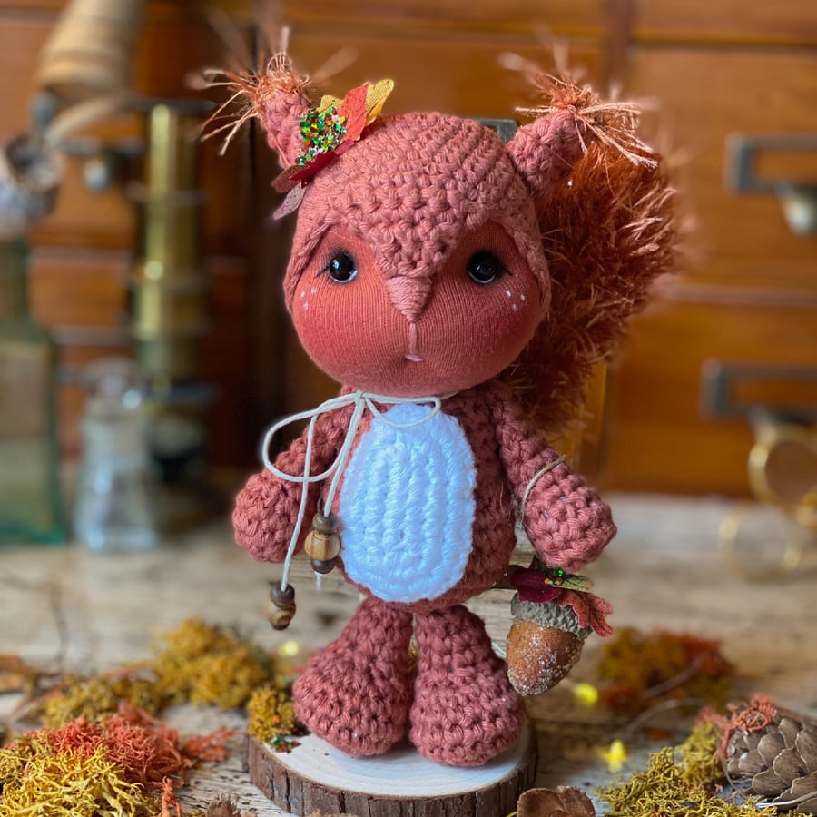 Riddock the Red Squirrel - Crochet Woodland Animal - Collectable Heirloom