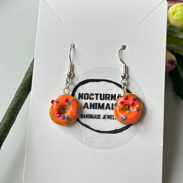 Novelty Donut Earrings - Handmade Unique Jewellery  Gift