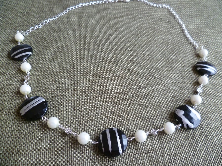 Black & White Stripey Necklace