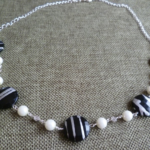 Black & White Stripey Necklace