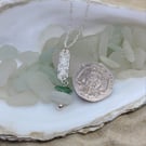 Fine sliver bar and sea glass pendant 