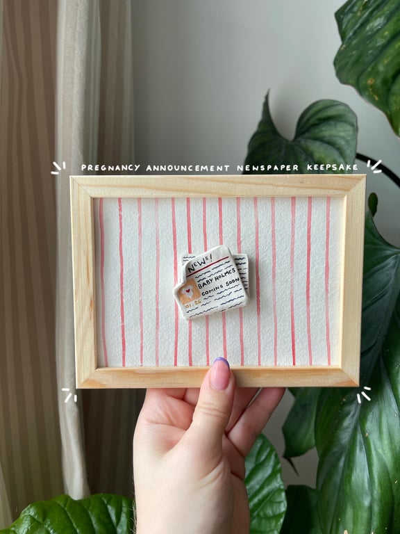 Framed Pregnancy Announcement Newspaper Keepsake - A6