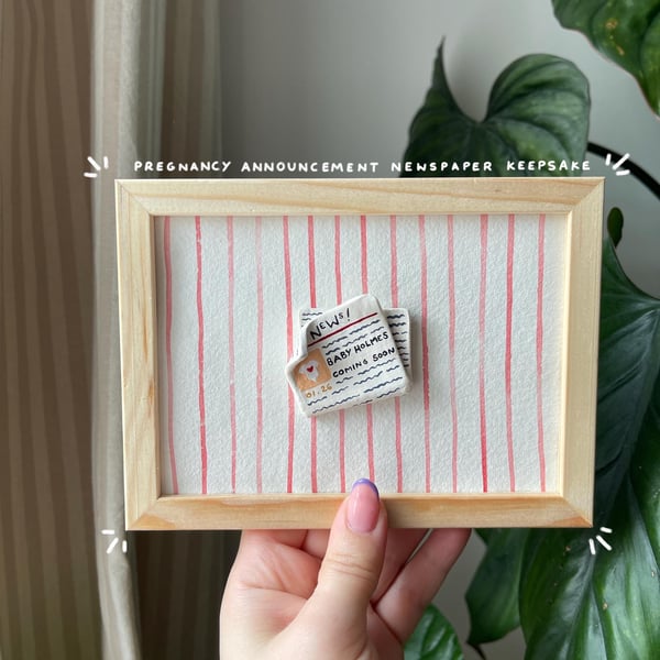 Framed Pregnancy Announcement Newspaper Keepsake - A6