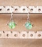 Green Moss Agate Style & Silver Drop Earrings - Boho Stone Dangle Earrings - 
