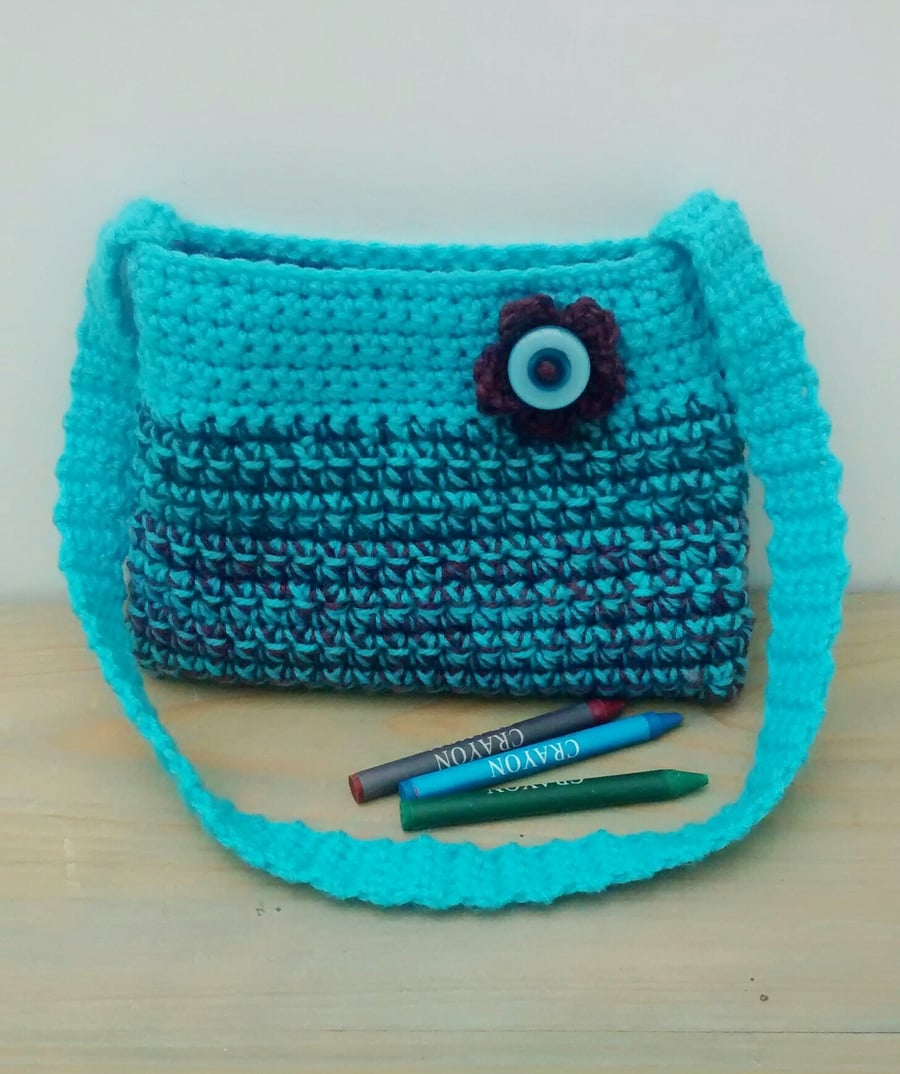 Girls Turquoise Crochet Bag