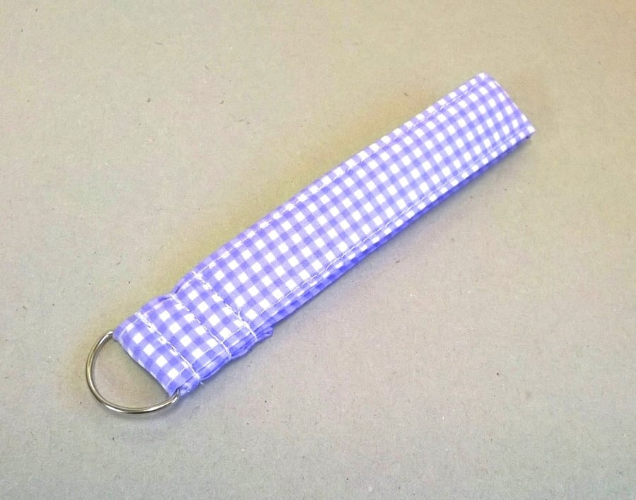 Ladies wrist key ring in lilac gingham checks