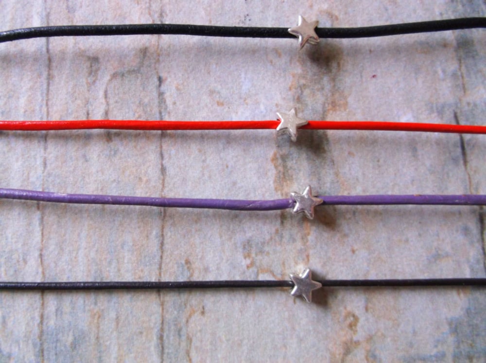Leather and Silver Star Friendship Bracelets