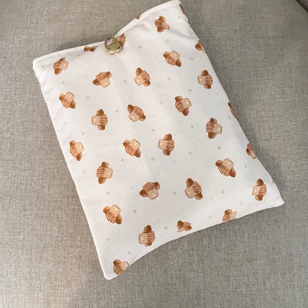 Cottage Core Highland Cow Book Sleeve