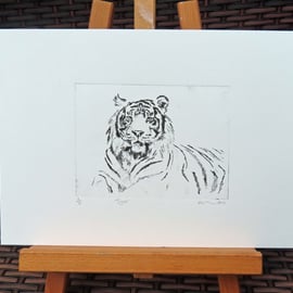 Tiger Limited Edition Original Hand-Pulled Drypoint Print Animal Art