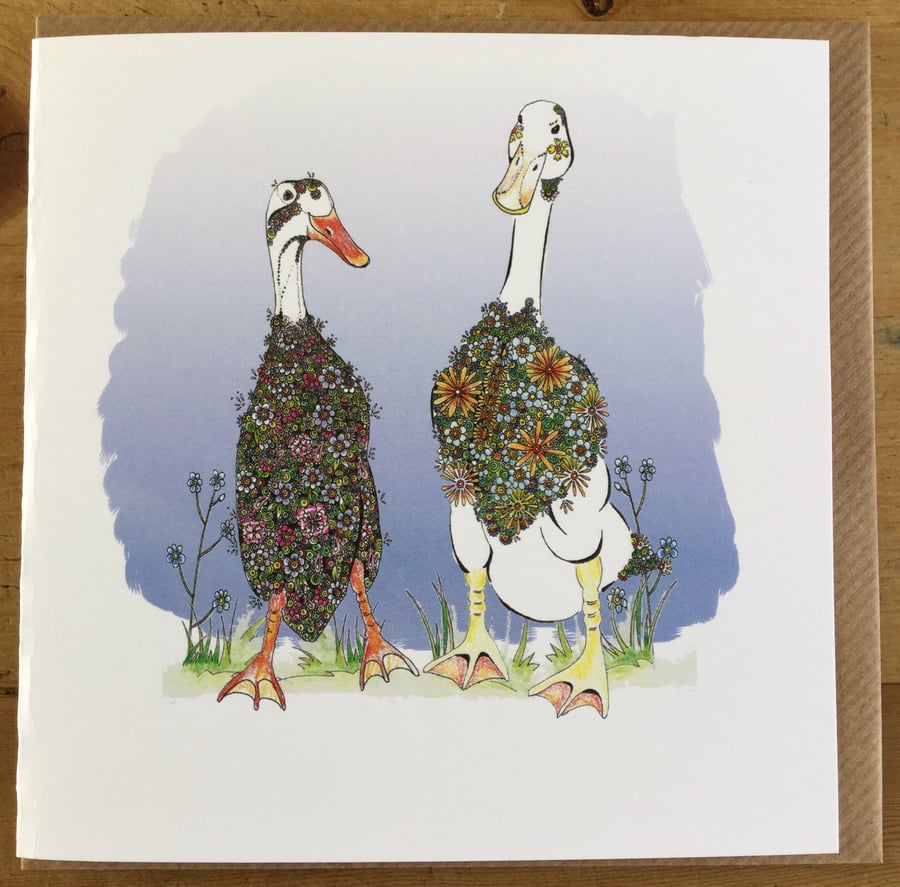 Male and female Runner Duck Wedding or Anniversary etc Card 