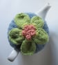 Tea cosie tea cosy - denim blue with anemone flower - Image 4