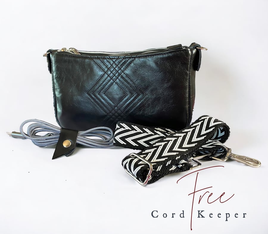 Black Crossbody Bag - Black Leather Handbag - Cross-Body Bag - Eco Fashion