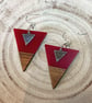 Triangle Walnut Wood & Resin Earrings.