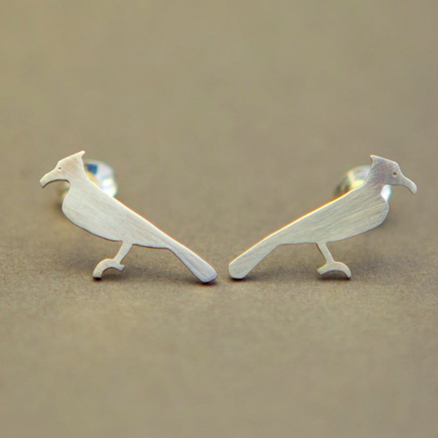 Cormorant Bird Silver Stud Earring