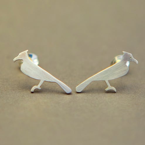 Cormorant Bird Silver Stud Earring