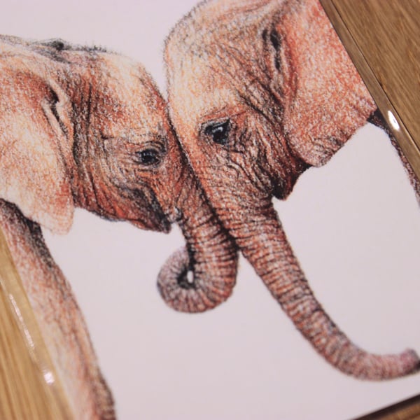 Elephants ACEO Print - Mini Wildlife Art Print, Free UK Post