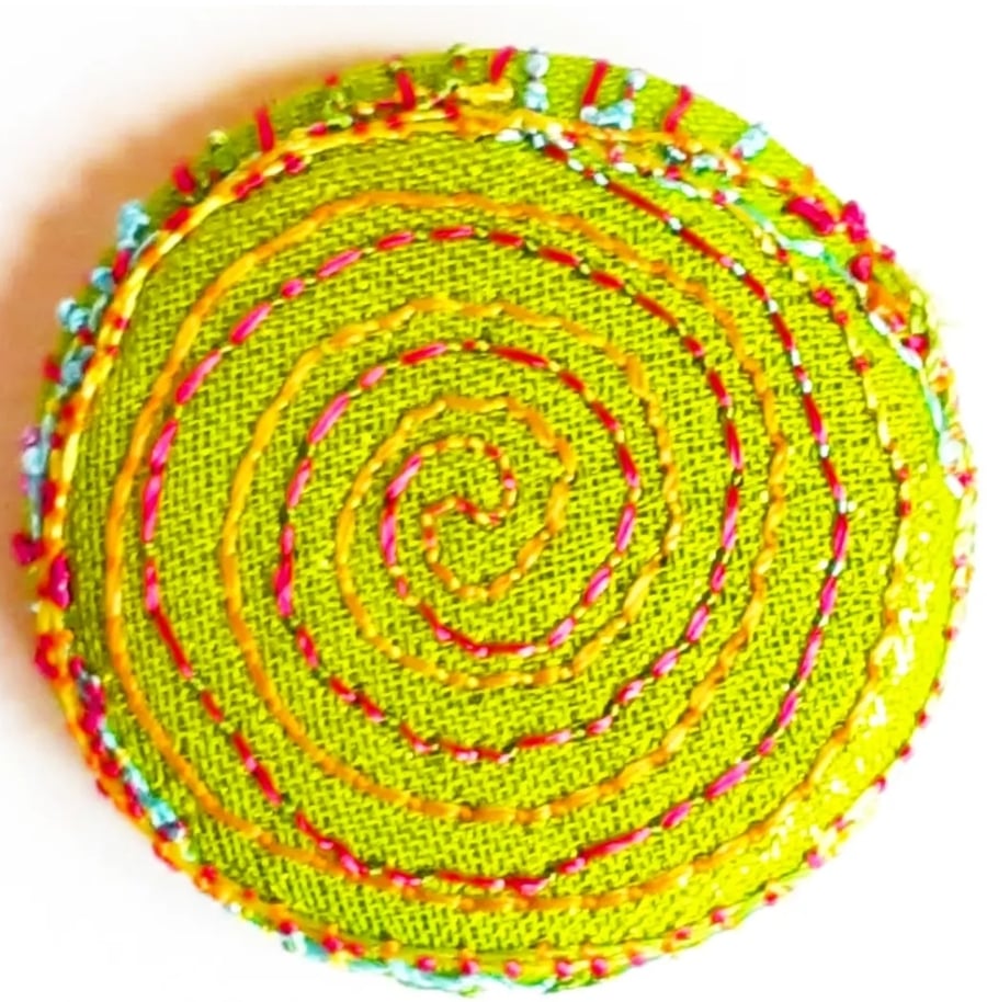Buttons 1 inch button Hand Dyed Silks and Cottons Free Machine Embroidery Button