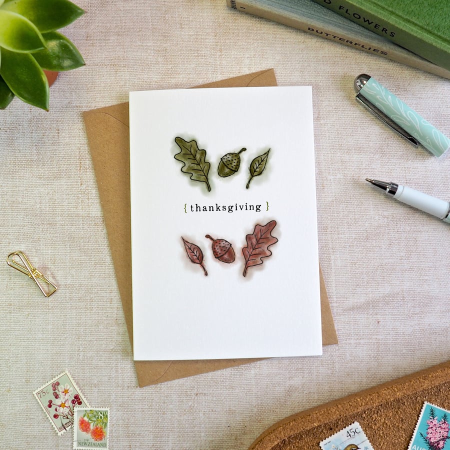 Image of Acorn & Oak Thanksgiving Card