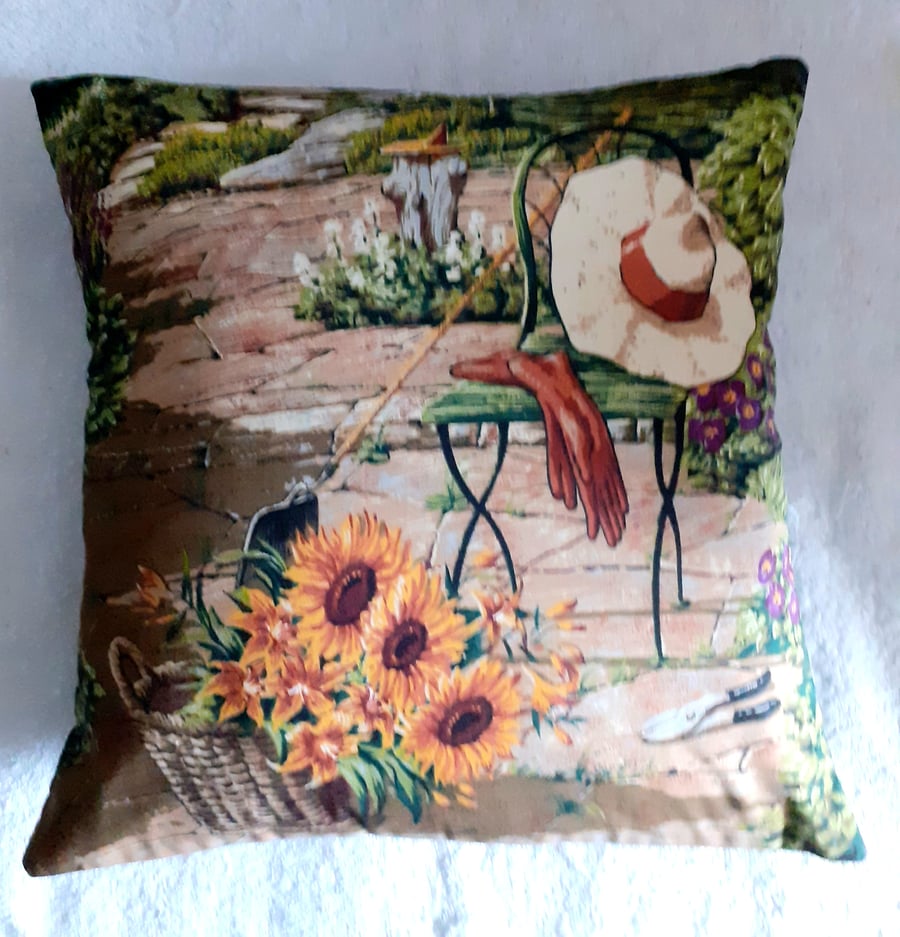 on the garden chair on path cushion