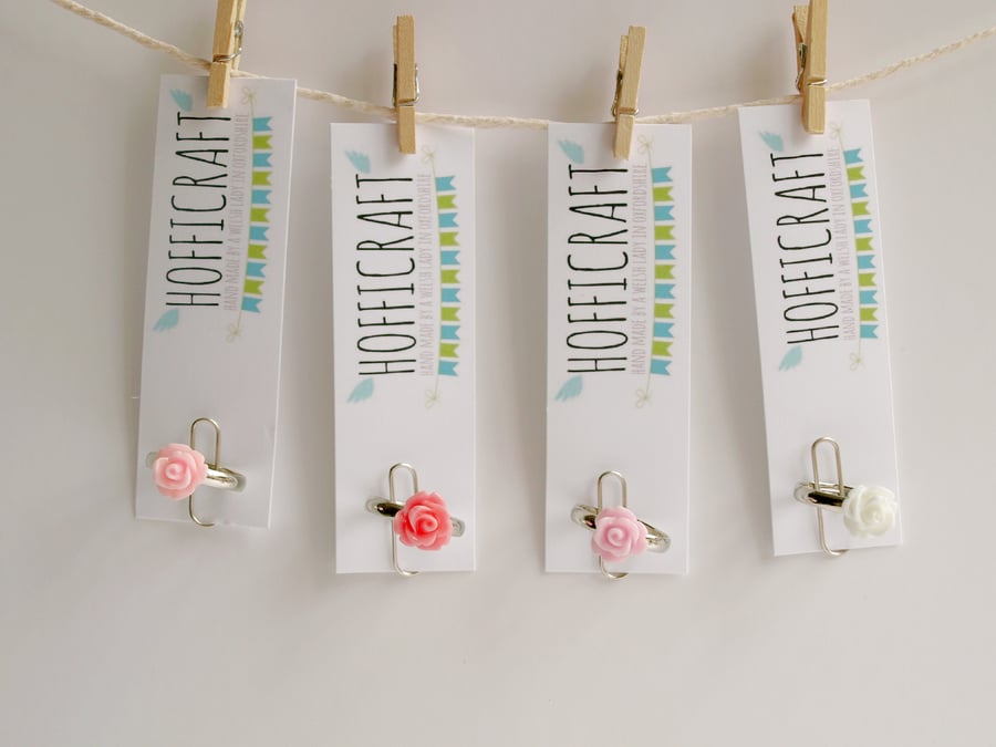 Shades of Pink Rose Resin Rings 