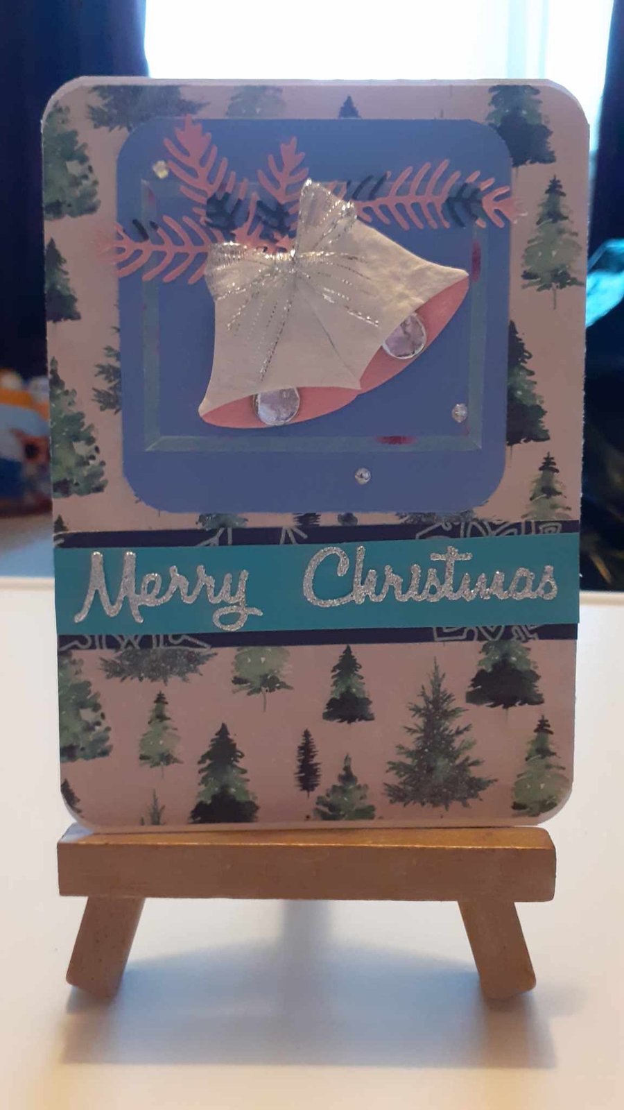 White and Pink Bells Christmas Card