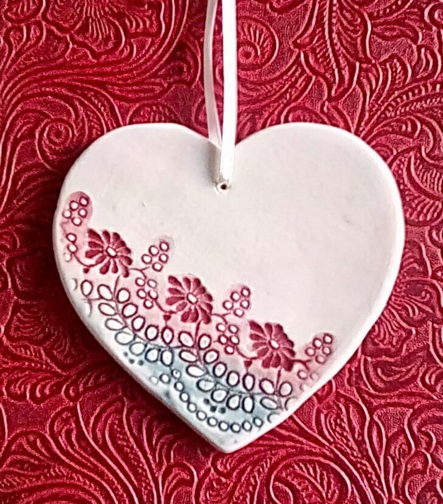 Ceramic heart hanging