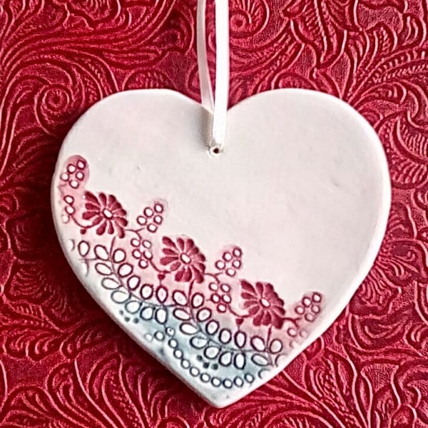 Ceramic heart hanging