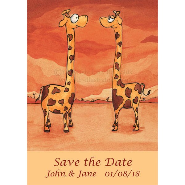 Save the Date Postcards - Giraffes