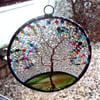 Multicoloured beaded tree of life panel