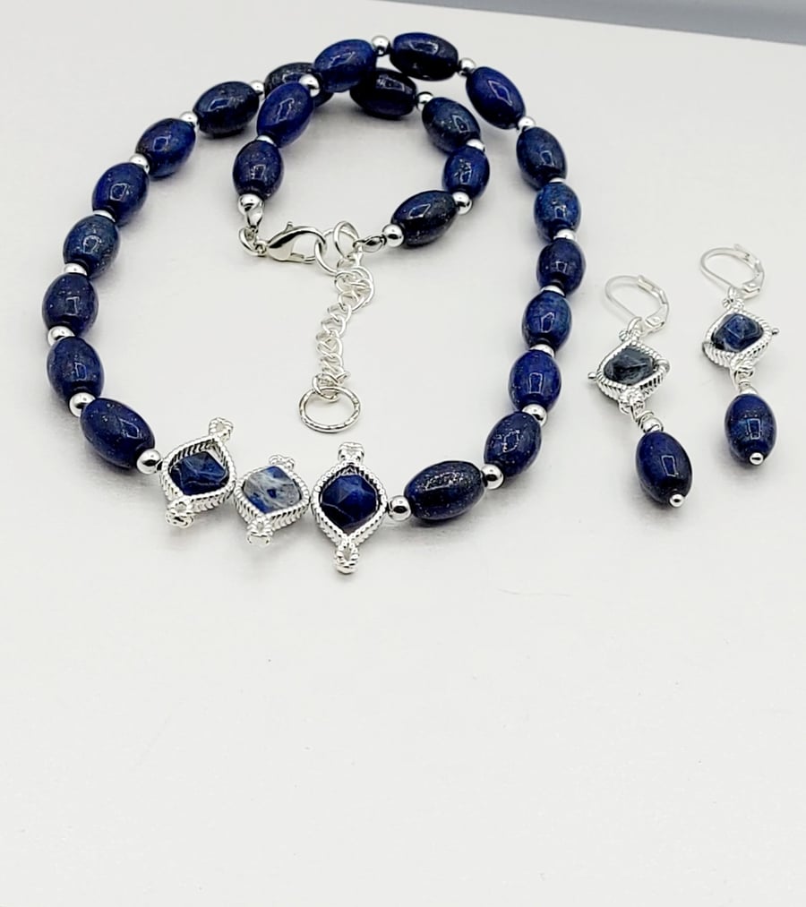 Lapis Lazuli Necklace And Earrings Set