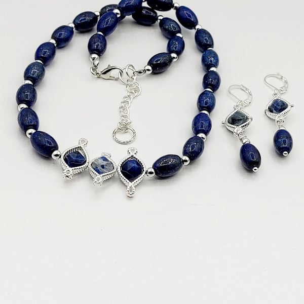 Lapis Lazuli Necklace And Earrings Set