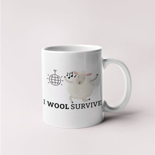 I Wool Survive Novelty Cute Sheep Mug Great Gift Idea For Grandma's Nan's 