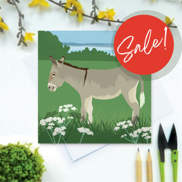 SALE Donkey Card - Farm, animal, birthday, eco friendly